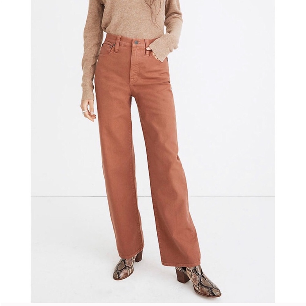 Madewell slim wide leg full length pants rust 31